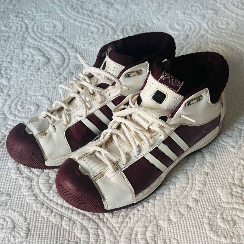 Adidas Maroon and White TS Pro High-Tops